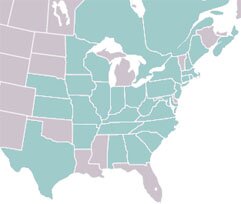 Neopyrochroa femoralis range map