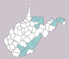 Calligrapha philadelphica, range map, West Virginia