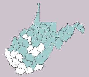 Cassida rubiginosa range map, West Virginia