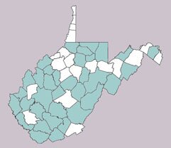 Chrysomela knabi range map, West Virginia