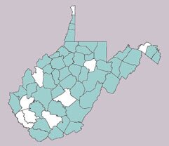Monocesta coryli range map, West Virginia