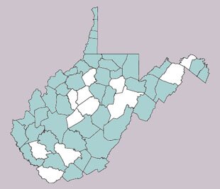 Systena blanda range map, West Virginia