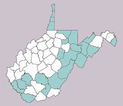 Trirhabda virgata range map, West Virginia